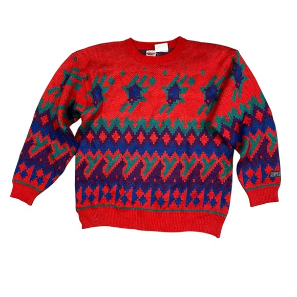 Men’s Spyder Vintage‎ Red Patterned Sweater - Picture 1 of 7
